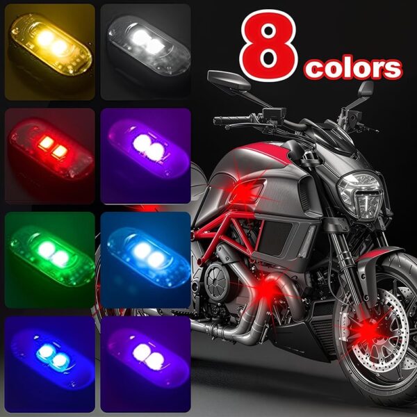 (x10) Luz Estroboscópica de Aviso para Bicicleta Drone Camião etc LED RGB 8 Cores com Comando