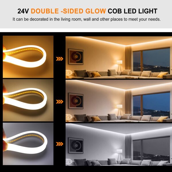 (0.5m) Fita LED Néon Solar 320 LEDs/m 8 Modos IP68 Exterior - Branco Quente