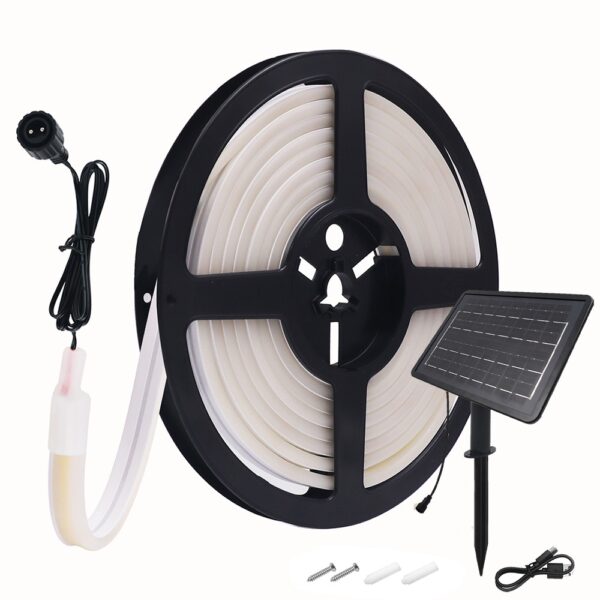 (0.5m) Fita LED Néon Solar 320 LEDs/m 8 Modos IP68 Exterior - Branco Quente