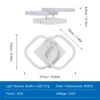 Candeeiro de Teto LED Moderno 24W Luz Fria 6500K Branco Quadrado