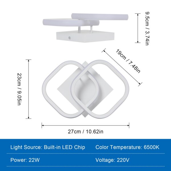 Candeeiro de Teto LED Moderno 24W Luz Fria 6500K Branco Quadrado