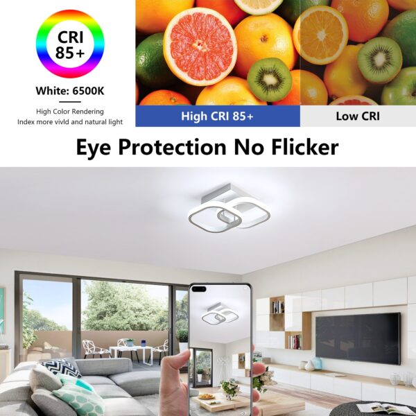 Candeeiro de Teto LED Moderno 24W Luz Fria 6500K Branco Quadrado