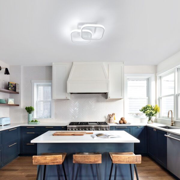 Candeeiro de Teto LED Moderno 24W Luz Fria 6500K Branco Quadrado