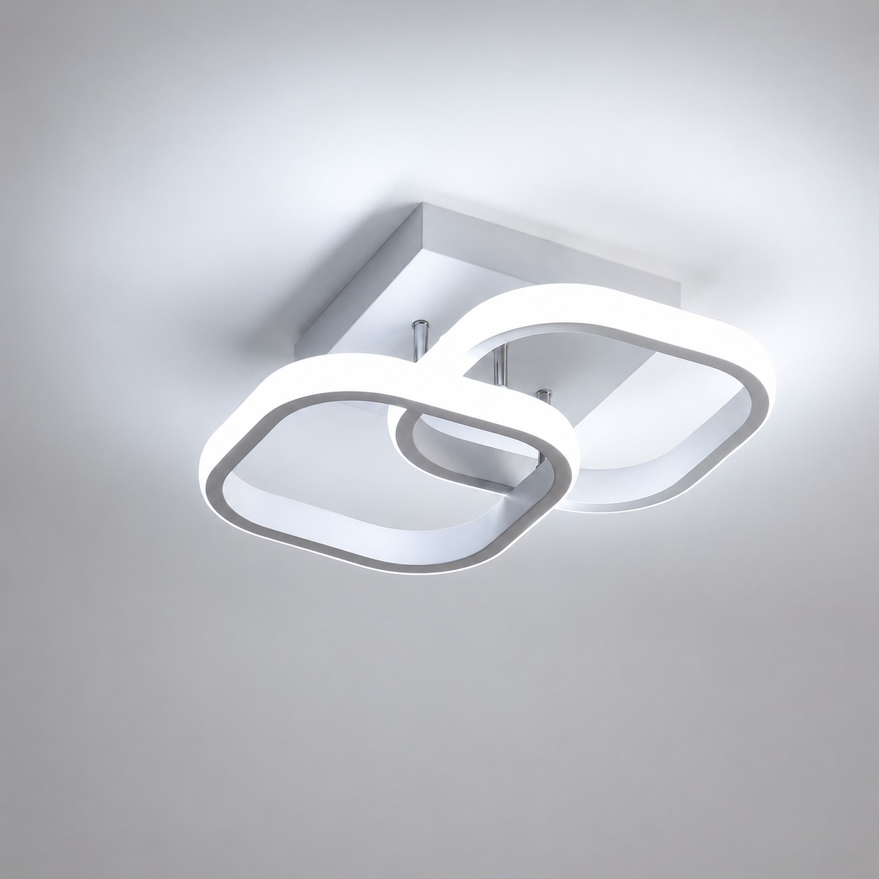 Candeeiro de Teto LED Moderno 24W Luz Fria 6500K Branco Quadrado