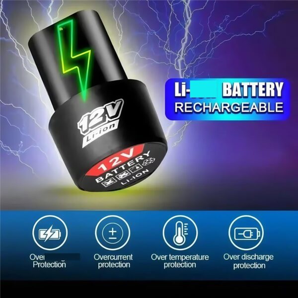 Bateria Recarregável 12V 4000 mAh com Carregador para Ferramentas Elétricas - Preto