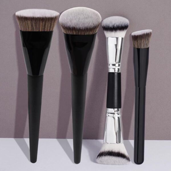 Conjunto de 4 Pincéis de Maquilhagem Vegan Rosto e Olhos - Preto