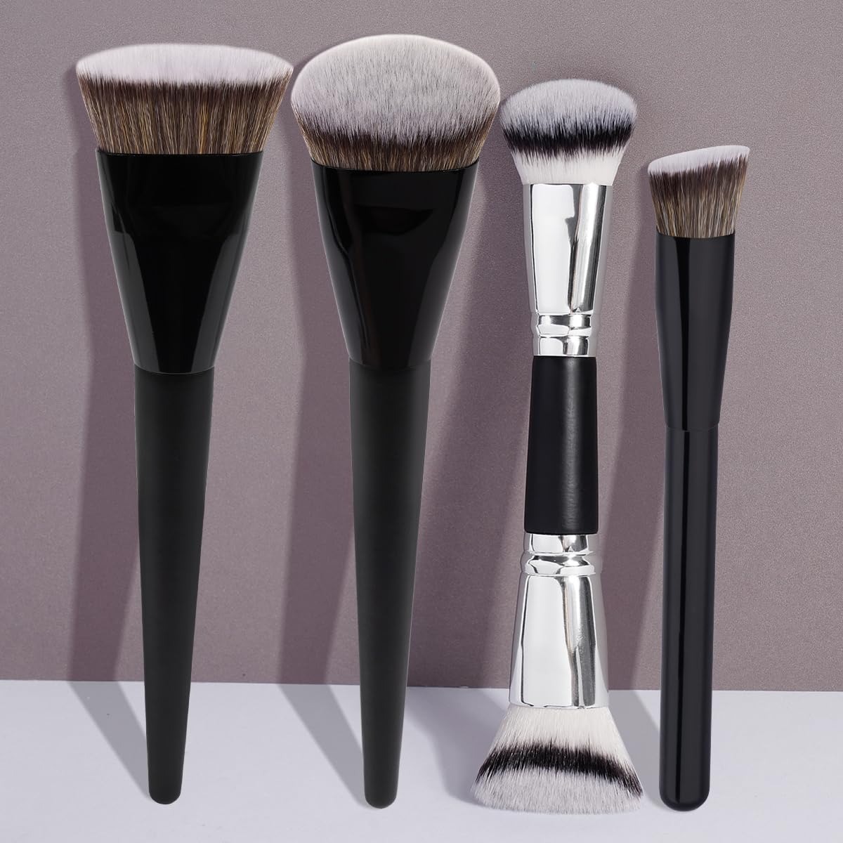 Conjunto de 4 Pincéis de Maquilhagem Vegan Rosto e Olhos - Preto