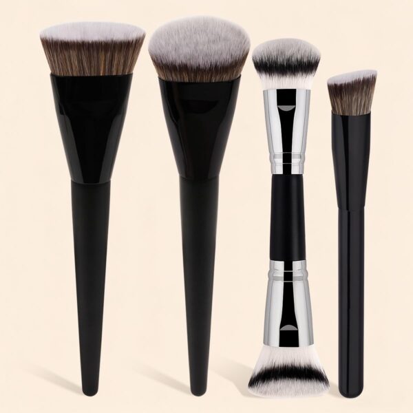 Conjunto de 4 Pincéis de Maquilhagem Vegan Rosto e Olhos - Preto