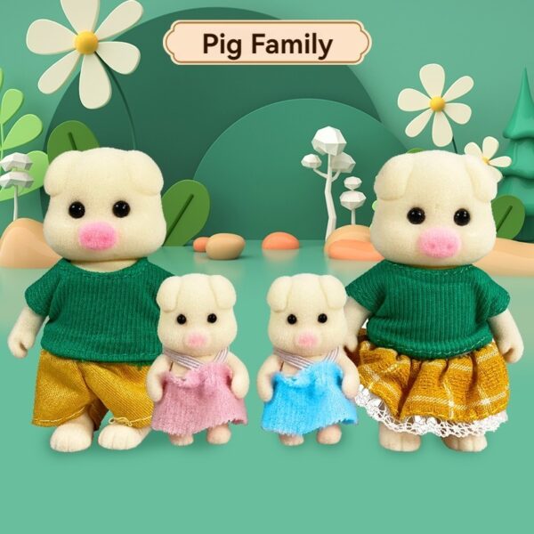 Família de Animais da Floresta Mini Conjunto Figuras Casa de Bonecas 1:12