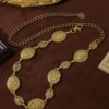 Cinto de Corrente Ajustável com Moedas Vintage Boho Dourado 120 cm