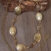 Cinto de Corrente Ajustável com Moedas Vintage Boho Dourado 120 cm