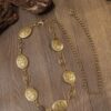 Cinto de Corrente Ajustável com Moedas Vintage Boho Dourado 120 cm
