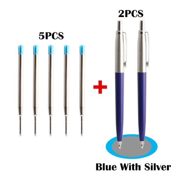 (Tinta Preta) Caneta Esferográfica de Metal Office A Pen Automática com 5 Recargas