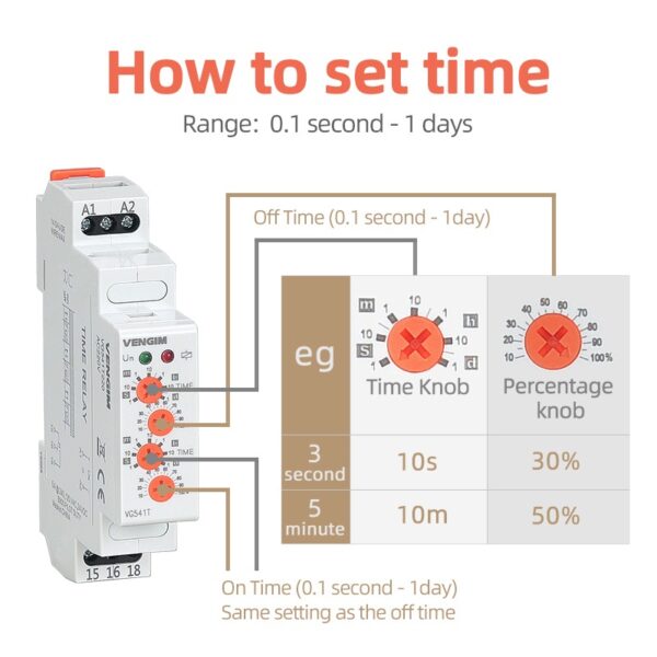 Relé Temporizador Cíclico Assimétrico 220V-240V AC Ajustável Duplo