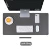 (80x40 cm) Tapete de Secretária PU Impermeável para Rato e Teclado - Cinzento Escuro