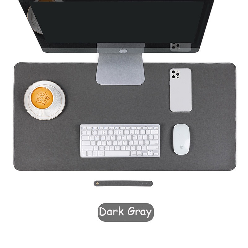 (80x40 cm) Tapete de Secretária PU Impermeável para Rato e Teclado - Cinzento Escuro