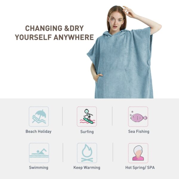 Poncho de Surf Adulto Microfibra de Secagem Rápida com Capuz e Bolso 78x110cm