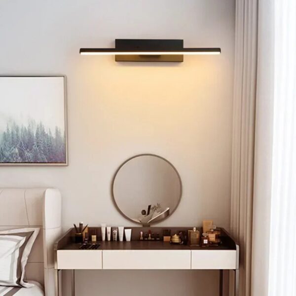 (30cm) Aplique de Parede Preto LED Rotativo Moderno para Espelho e Quarto - Lâmpada Branco Frio
