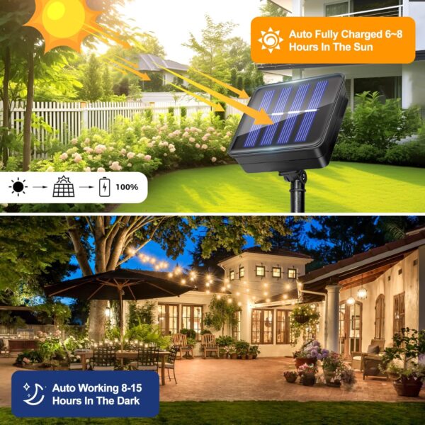 (5m) Grinalda Solar Caldarax 50 LED 8 Modos Impermeável IP65 - Branco Quente