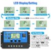Controlador de Carga Solar PWM 30A 12V/24V Ecrã LCD Portas USB Duplas