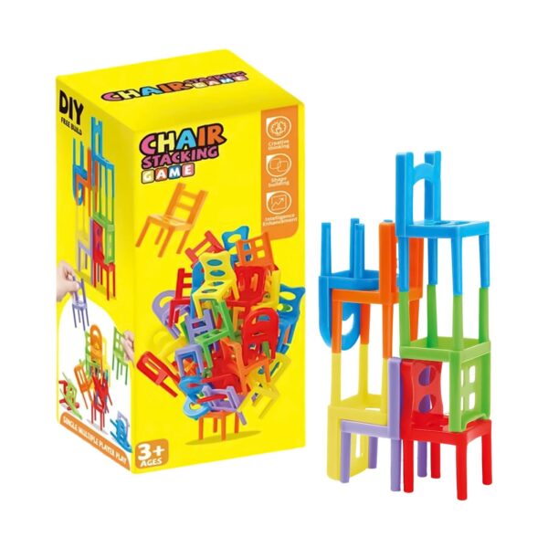 Jogo de Equilíbrio Torre de Cadeiras Empilháveis Educativo e Sensorial - Colorido