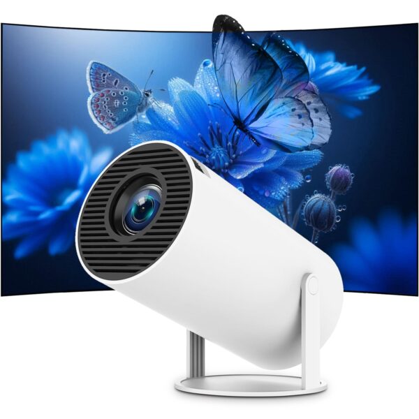 Mini Projetor 4K WiFi 6 Android 11 Rotação 180° Keystone Automático - Branco