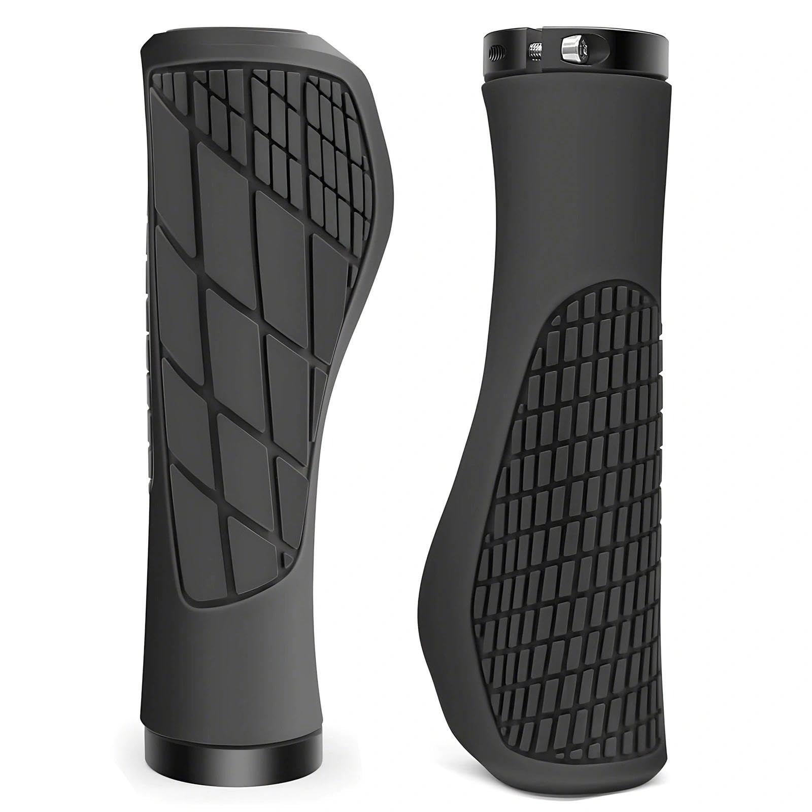 (22mm) Punhos de Bicicleta Ergonómicos Antideslizantes Bloqueio Duplo - Preto