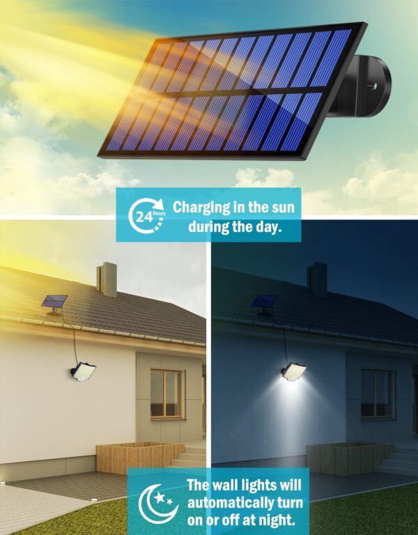 (2,4m) Candeeiro Solar 106 LED com Detetor de Movimento e Painel Exterior MPJ - Preto