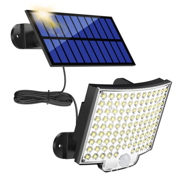 (2,4m) Candeeiro Solar 106 LED com Detetor de Movimento e Painel Exterior MPJ - Preto