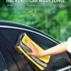 2 Toalhas de Microfibras 30x60 + 50x100 cm 400GSM Secagem e Lavagem de Carro - Cinzento/Amarelo