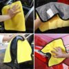 2 Toalhas de Microfibras 30x60 + 50x100 cm 400GSM Secagem e Lavagem de Carro - Cinzento/Amarelo