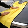 2 Toalhas de Microfibras 30x60 + 50x100 cm 400GSM Secagem e Lavagem de Carro - Cinzento/Amarelo
