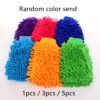 (Pack 5) Luva de Lavagem para Carro Chenille Microfibra Anti-riscos - Multicolor