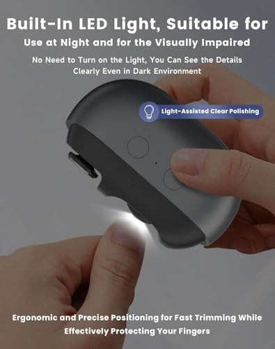 Corta-unhas Elétrico Inteligente com Luz LED para Idosos - Branco