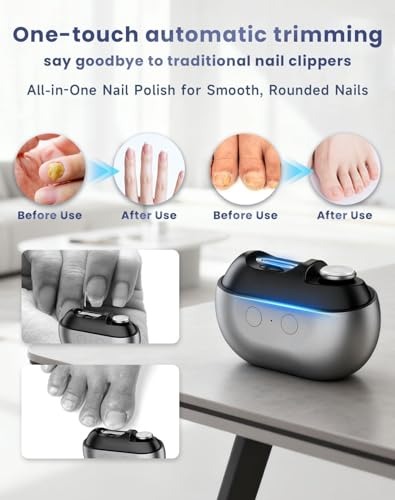 Corta-unhas Elétrico Inteligente com Luz LED para Idosos - Branco