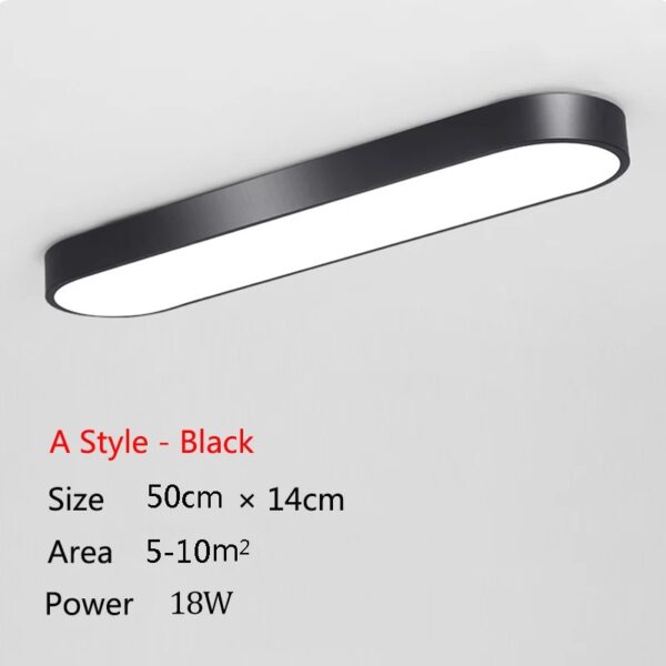 (50cm) Candeeiro de Teto LED Moderno Ultra-fino para Iluminação de Interior e Corredor - Preto