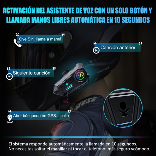 Auriculares Capacete Mota FEYA Y60 Bluetooth 5.3 Mãos Livres IPX6 - Preto