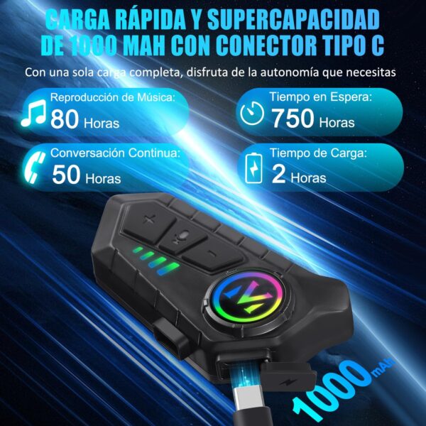 Auriculares Capacete Mota FEYA Y60 Bluetooth 5.3 Mãos Livres IPX6 - Preto