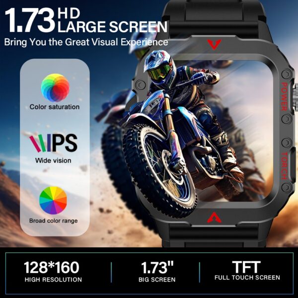 Smartwatch LAXASFIT 2026 Ecrã HD 1.71" Chamada Bluetooth Lanterna LED - Cinza