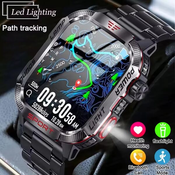 Smartwatch LAXASFIT 2026 Ecrã HD 1.71" Chamada Bluetooth Lanterna LED - Cinza