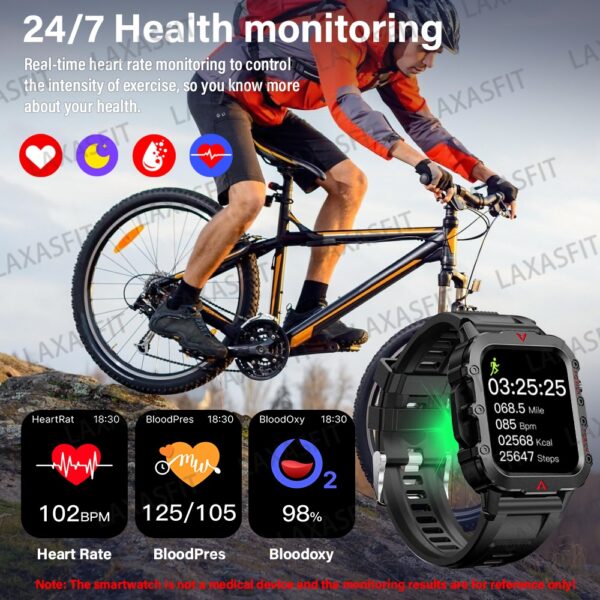 Smartwatch LAXASFIT 2026 Ecrã HD 1.71" Chamada Bluetooth Lanterna LED - Cinza