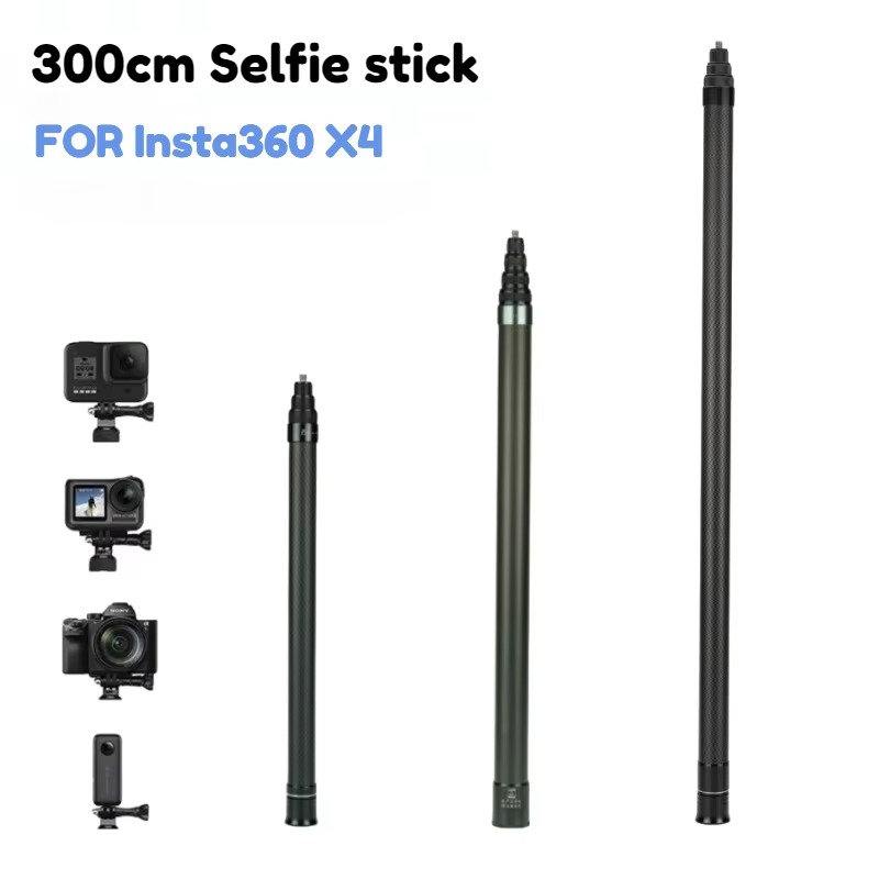 (3m) Selfie Stick Invisível em Fibra de Carbono para Insta360 e GoPro - Preto