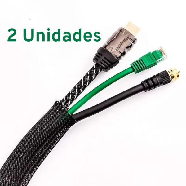 (12mm x 3m) Manga Expansível Trançada Organizadora de Cabos e Proteção - Preta