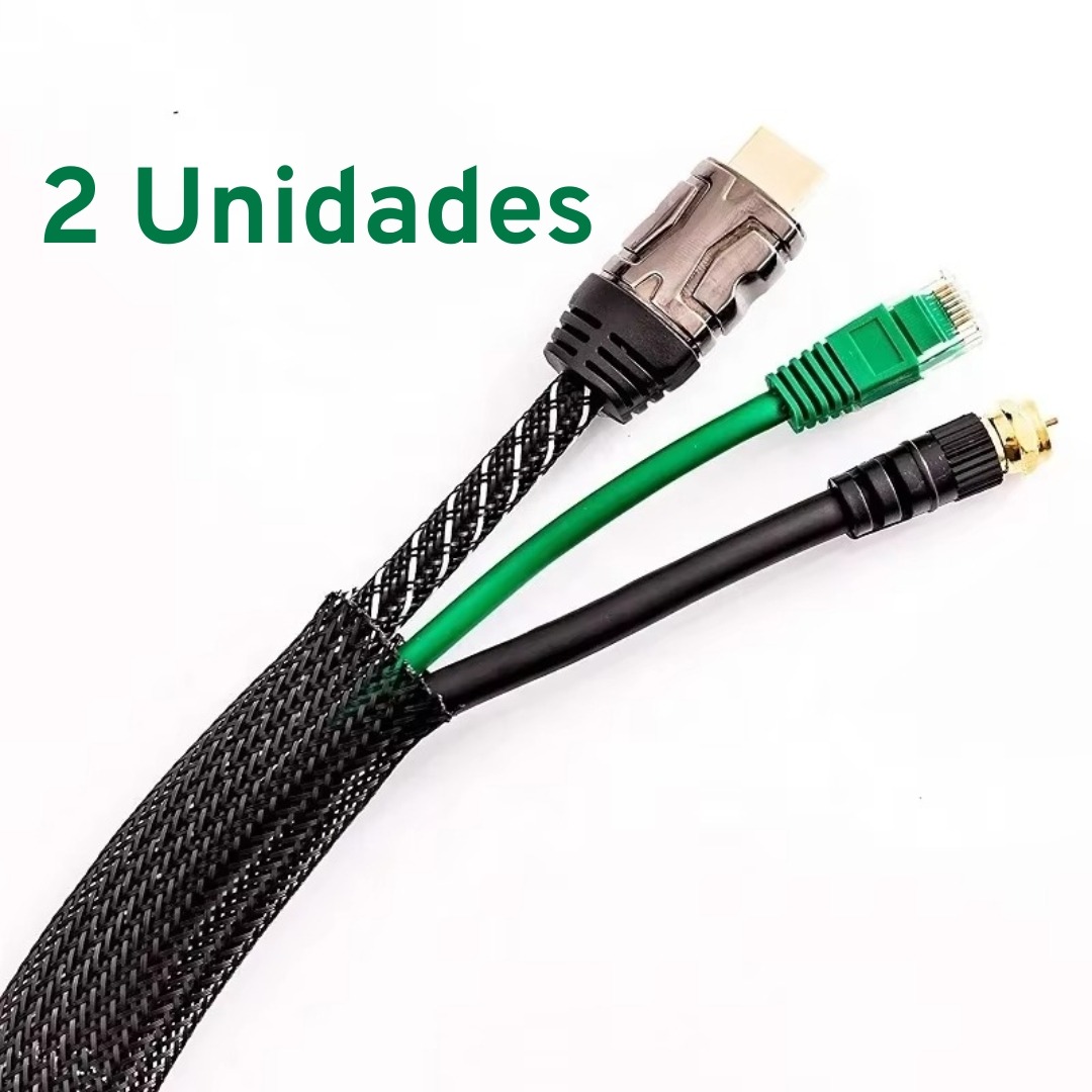 (12mm x 3m) Manga Expansível Trançada Organizadora de Cabos e Proteção - Preta