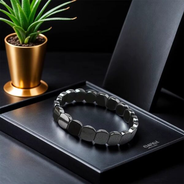 Pulseira Elástica de Hematita Natural Terapêutica Unissex