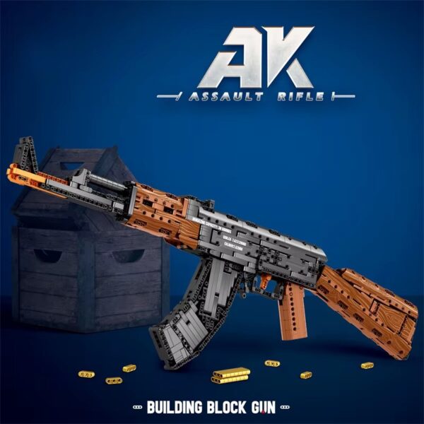 Blocos de Construção AK47 Arma Militar de Assalto com Peças DIY - Preto