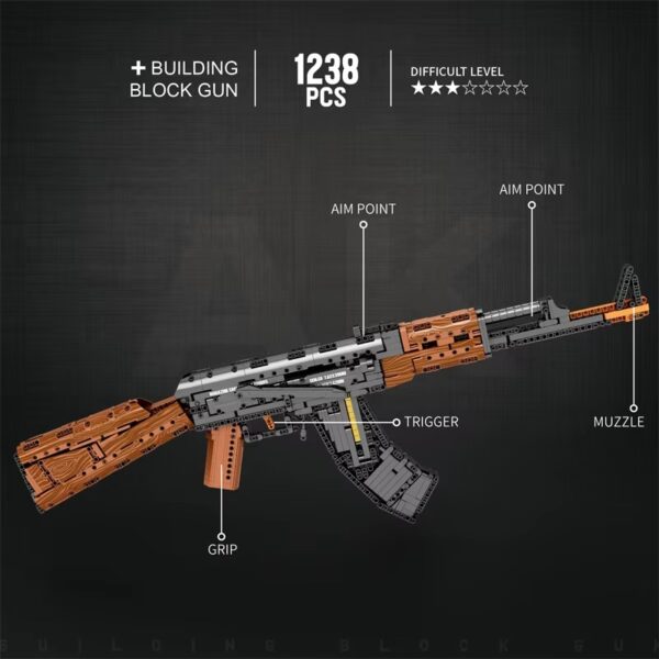 Blocos de Construção AK47 Arma Militar de Assalto com Peças DIY - Preto