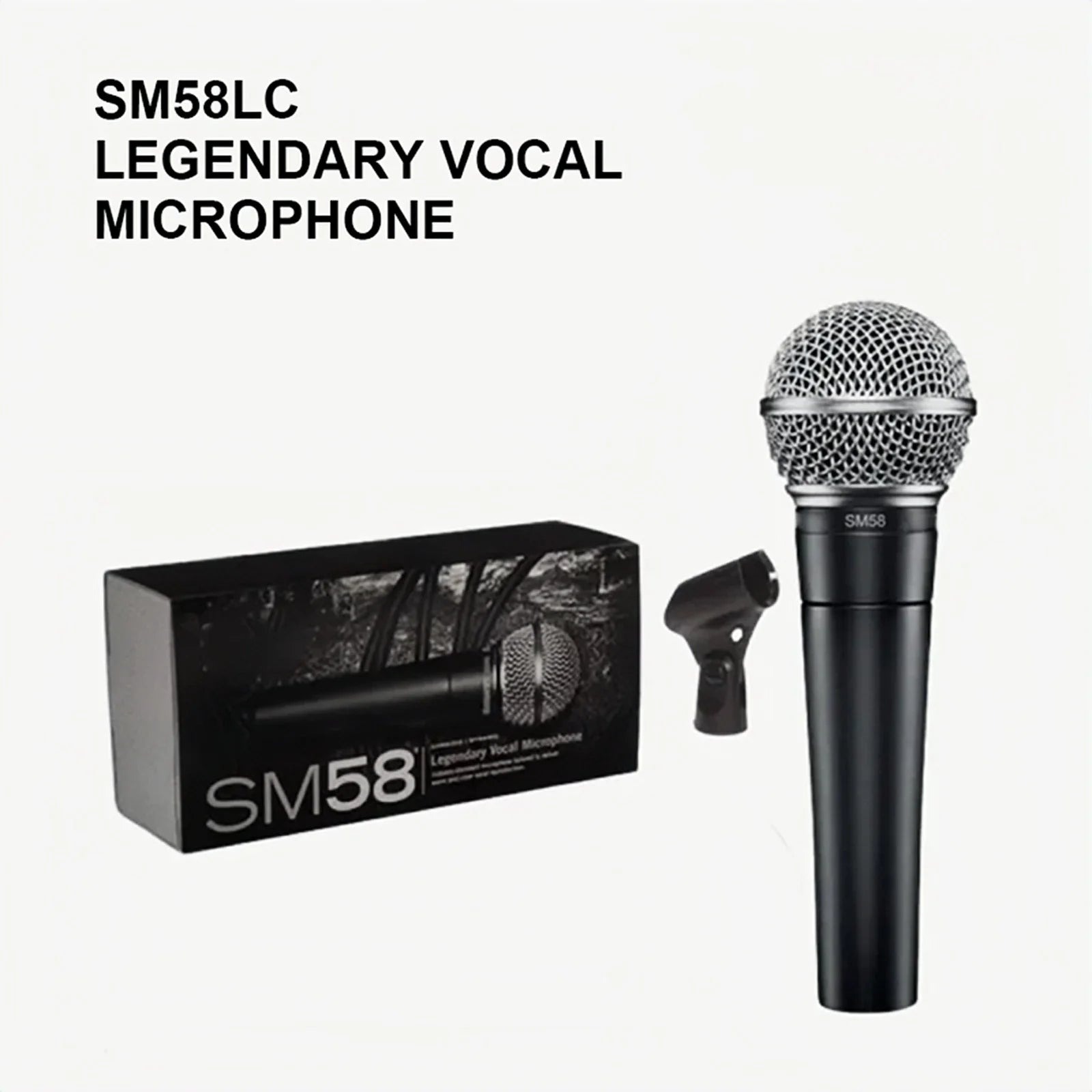 Microfone Dinâmico Lokchonk SM58LC Cardióide para Canto e Palco - Preto