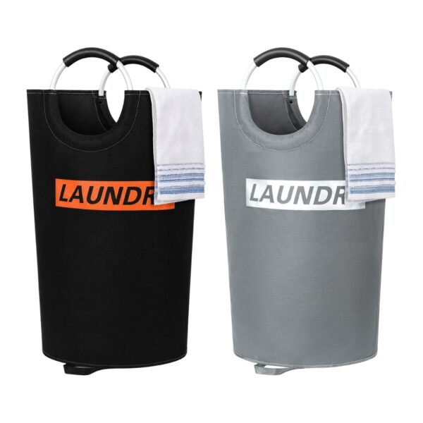 (2 Uni.) Cesto de Roupa Suja Dobrável 82L Tecido Oxford Resistente Lifewit Pegas EVA 38x64 cm