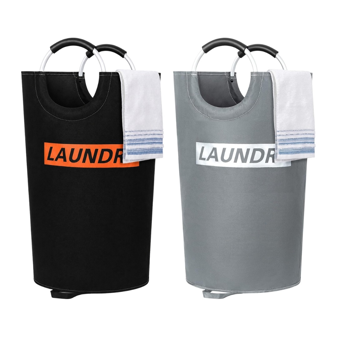 (2 Uni.) Cesto de Roupa Suja Dobrável 82L Tecido Oxford Resistente Lifewit Pegas EVA 38x64 cm